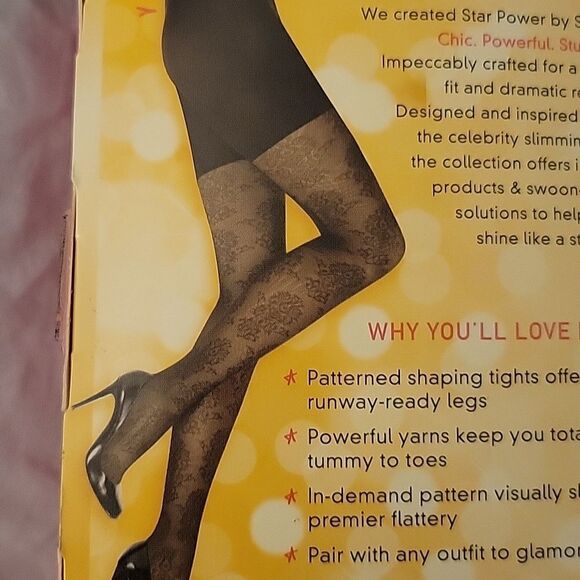 SPANX SHAPING TIGHTS SLIMMING PANTYHOSE BLACK PATTERNED C 140-180 4'11-6'0" NWT - Picture 8 of 11